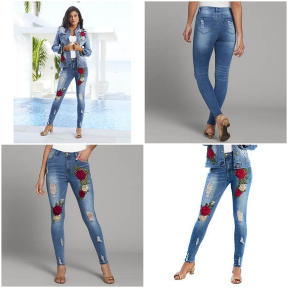 Floral Applique Jeans NEW - Picture 3 of 10